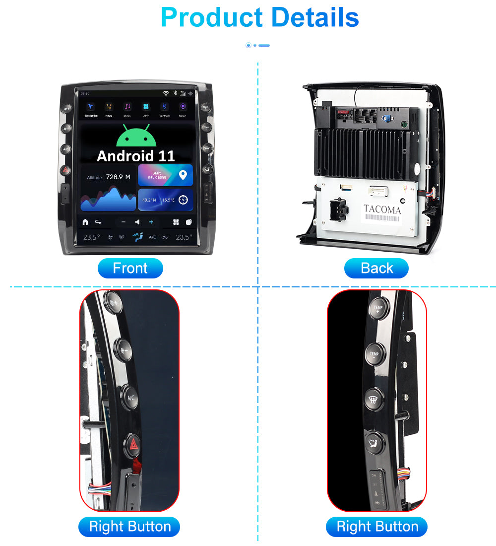 Smart Head Unit Toyota Tacoma 2005-2015 Large Screen Head Unit Android 11 12.1 Inch Screen