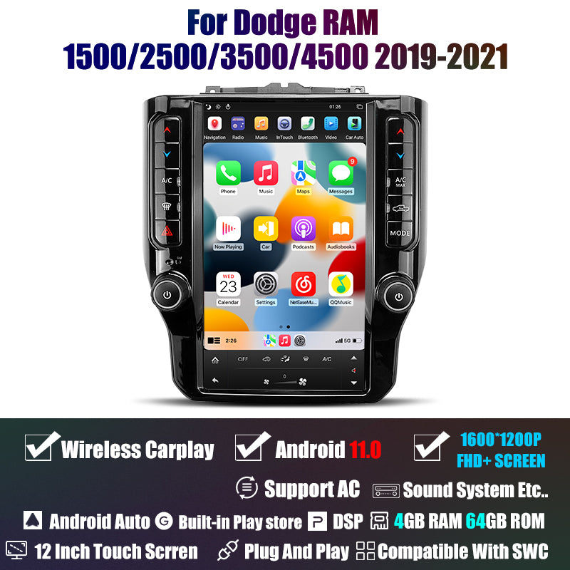 Smart Head Unit Dodge RAM 2020-2021 Large Screen Head Unit Android 11, 12.1" Inch Screen