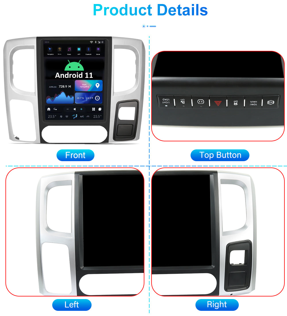 Smart Head Unit Dodge RAM 2013-2019 Large Screen Head Unit Android 11, 12.1" Inch Screen