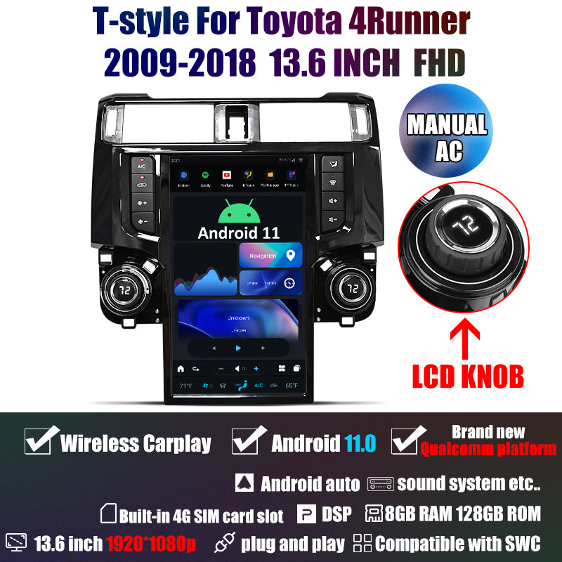 Smart Head Unit Toyota 4 Runner 2009-2023 Large Screen Head Unit Android 11 13.6" Screen
