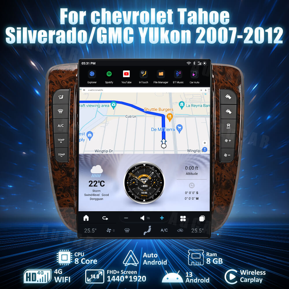 Smart Head Unit For Chevrolet Tahoe/Silverado/Yukon 2007-2012 14 Inch Screen Android 13