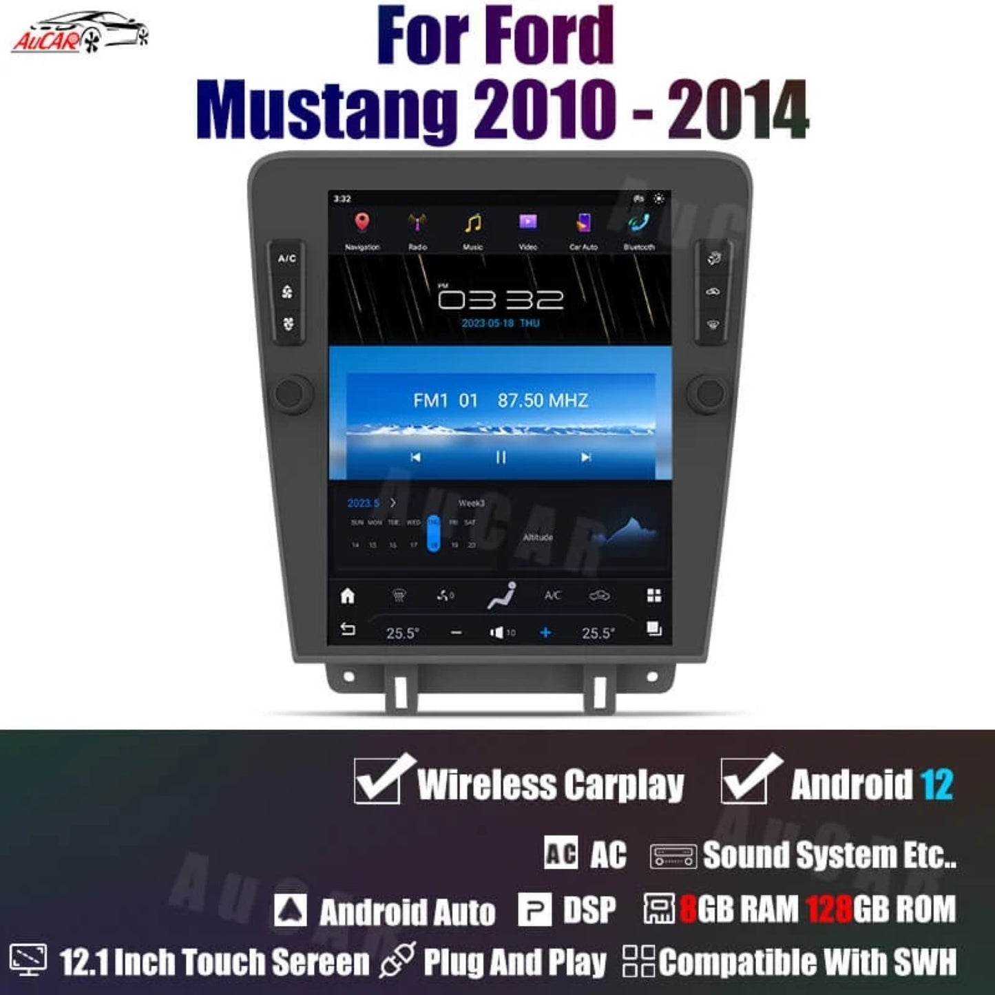Smart Head Unit For Ford Mustang 2010-2014 10.1 Inch Screen Android 12