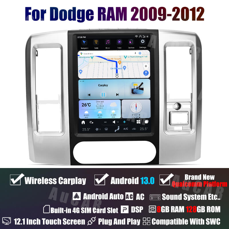 Smart Head Unit For Dodge Ram 2009-2012 12.1 Inch Screen Android 13