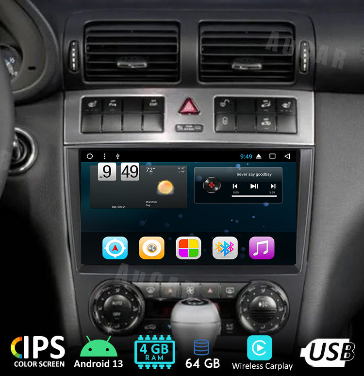 Smart Head Unit For Mercedes Benz W203 W209 C180 C200 C220 C230 2005-2009 12.3 Inch Screen Android 12