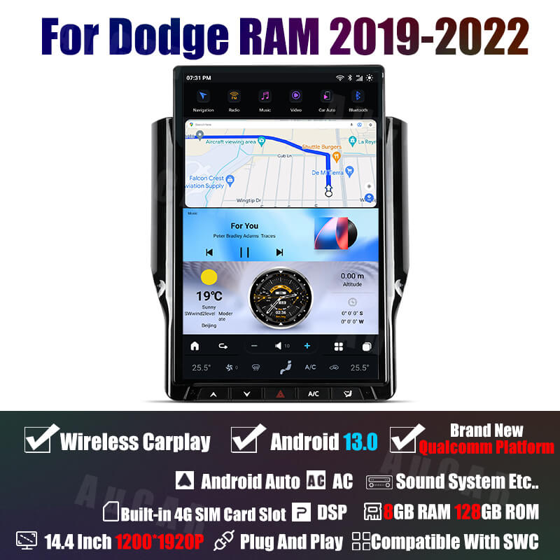 Smart Head Unit For Dodge Ram 2019-2022 14.4 Inch Screen Android 13