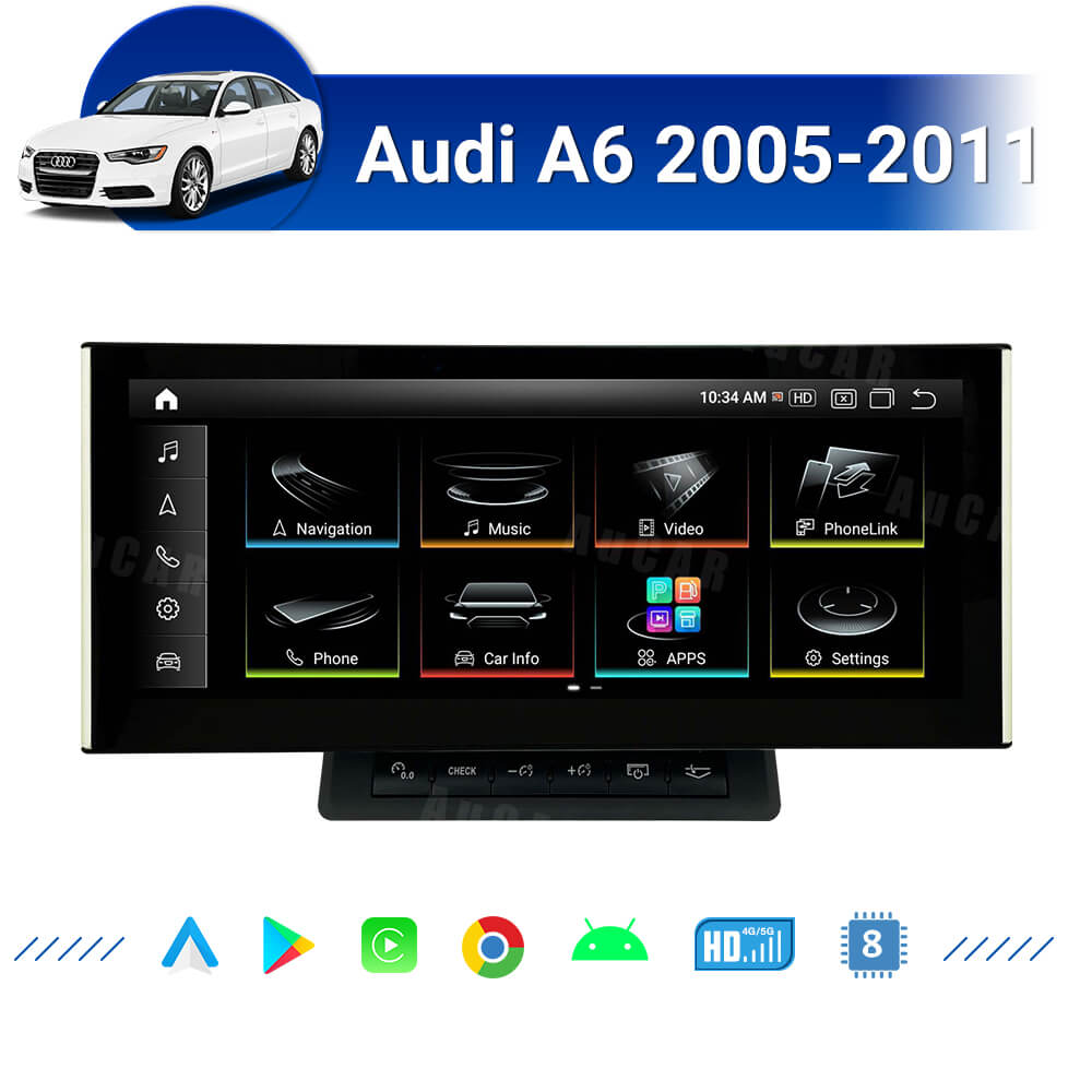 Smart Head Unit For Audi A6 2005-2011 12.3 Inch Screen Android 13