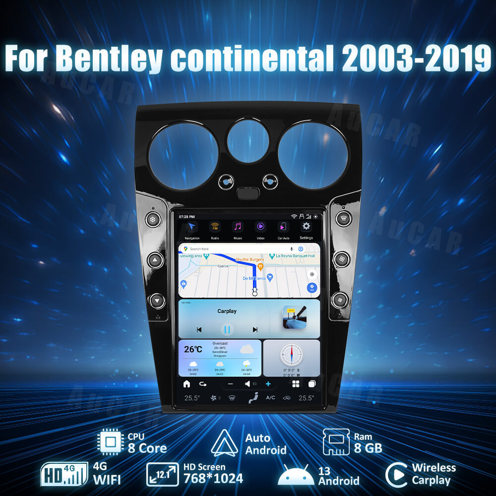 Smart Head Unit For Bentley Continental Gt 2003-2019 12.1 Inch Screen Android 13