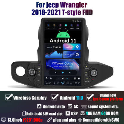 Smart Head Unit Jeep Wrangler/Gladiator 2018-2021 Large Head Unit Android 11, 13.6" Screen