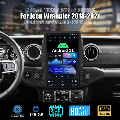 Smart Head Unit Jeep Wrangler/Gladiator 2018-2021 Large Head Unit Android 11, 13.6" Screen