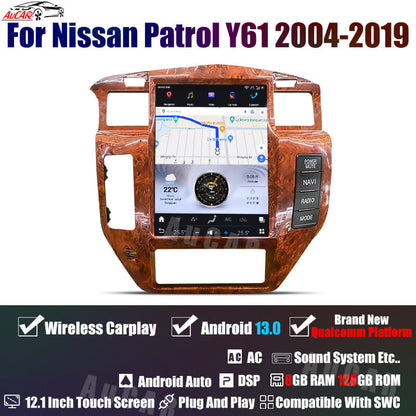 Smart Head Unit For Nissan Patrol Y61 2004-2019 12.1 Inch Screen Android 13