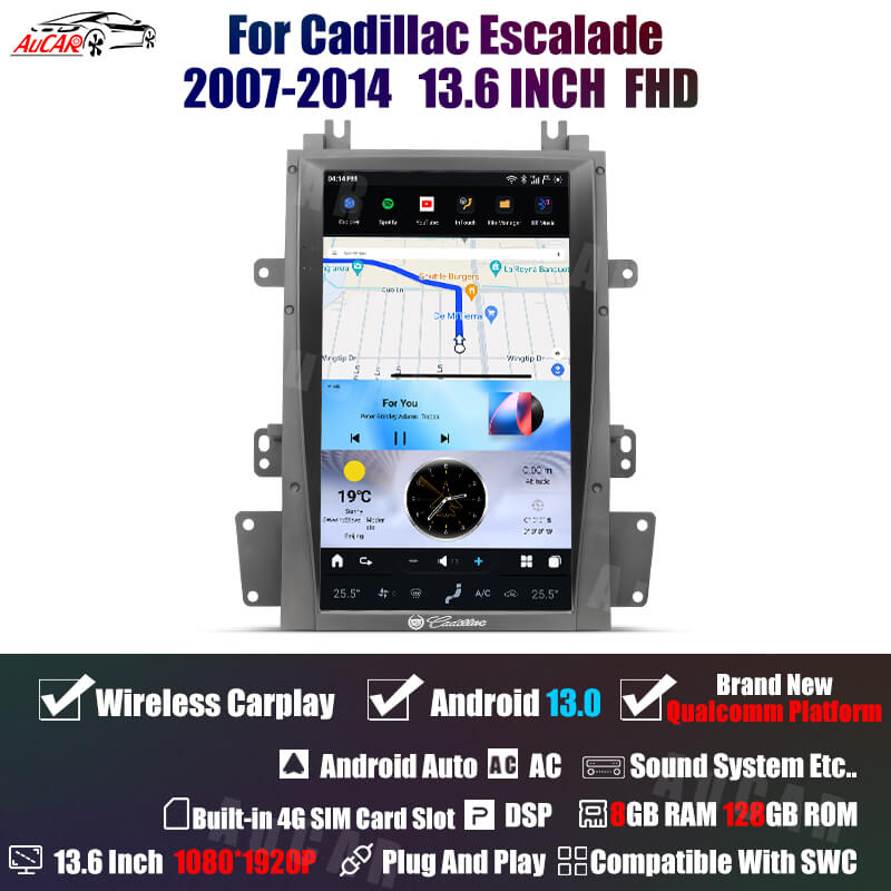 Smart Head Unit For Cadillac Escalade 2007-2014 13.6 Inch Screen Android 13