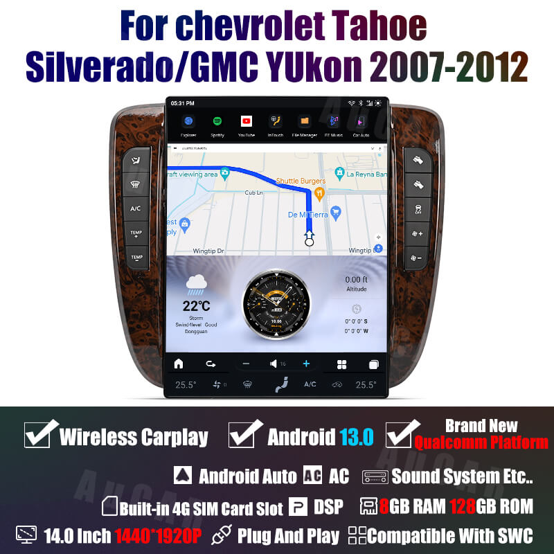 Smart Head Unit For Chevrolet Tahoe/Silverado/Yukon 2007-2012 14 Inch Screen Android 13