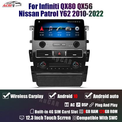 Smart Head Unit For Infiniti Qx80, QX56 Nissan Patrol Y62 2010-2022 12.3" Screen