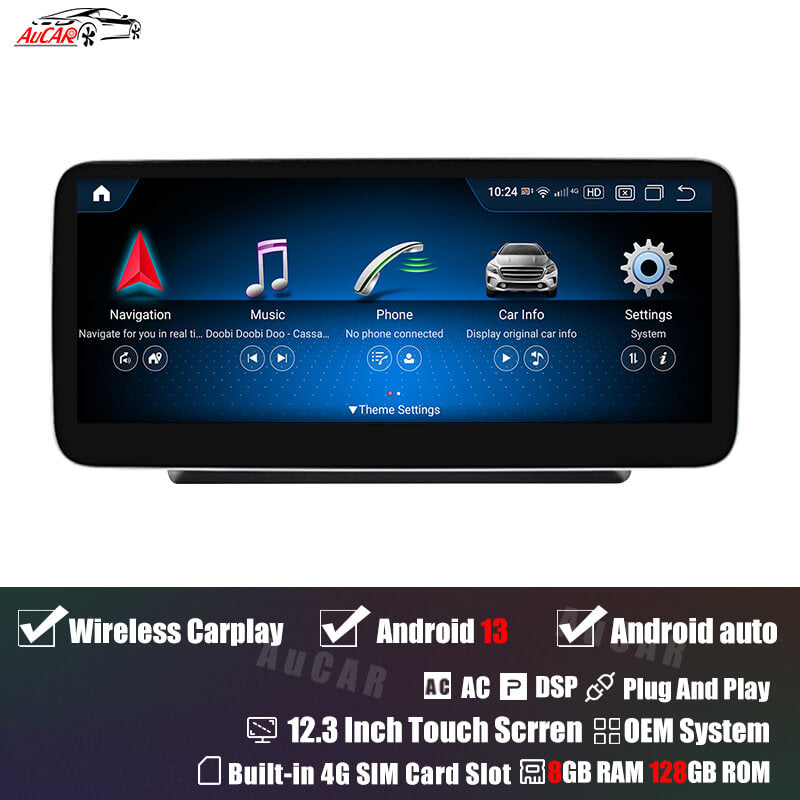 Smart Head Unit For Mercedes Benz Glc/C/V Class 2016-2019 12.3 Inch Screen Android 13