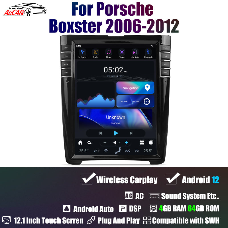 Smart Head Unit For Porsche Boxster 2006-2012 12.1 Inch Screen Android 12